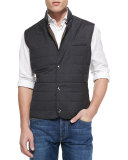 Wool/Silk Snap Fitted Vest, Gray