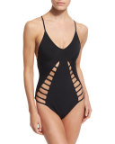 Solid Cutout One-Piece Swimsuit