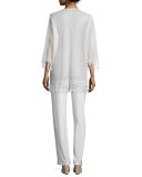 Long Lace Jacket W/ Fringe Trim 