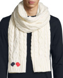 Men's Cable-Knit Wool/Cashmere-Blend Scarf w/Dots