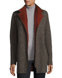 Barnet Reversible Tweed Coat, Oxford/Karkadé Red