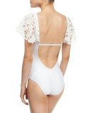 State of Lace Cape-Sleeve One-Piece Swimsuit