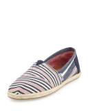 Seasonal Classic Alpargata Canvas Slip-On, Navy/Red Stripe