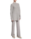 Cashmere Drawstring Pants, Gray Melange
