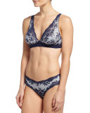 Italia Soft Lace Bra, Navy Blue/White 