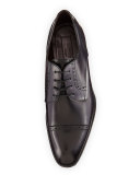 Leather Cap-Toe Derby Shoe, Black