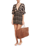 Cloe Lanai Caftan Coverup, Black