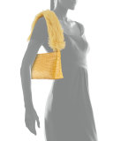 Finley Crocodile-Embossed Fur Shoulder Bag, Saffron