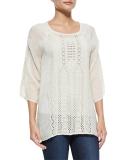 Liya 3/4-Sleeve Georgette Tunic, Shell 