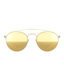 Round Stainless Steel Double-Bridge Sunglasses