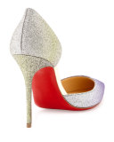 Iriza Degrade Glitter Red Sole Pump, Drage/Light Gold 