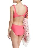 Baracoa Plunging Twist-Front One-Piece Swimsuit, Fiesta Red