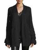 Silk Lace-Trim Camisole, Noir