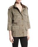 Cristii 3/4-Sleeve Button-Front Coat, Fatique