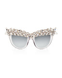 Decadence Mirrored Cat-Eye Sunglasses, Ice Crystal