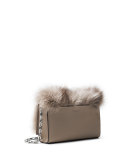 Yasmeen Small Fur Clutch Bag, Dark Taupe