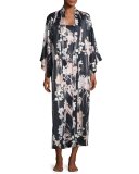 Layla Long Satin Nightgown, Black
