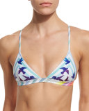 Prismatic Printed Triangle-Cup Swim Top