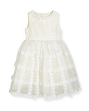 Dahlia Tiered Silk Organza Dress, White, Size 2-14