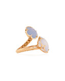 Bon Ton Chalcedony Flower Bypass Ring in 18K Rose Gold