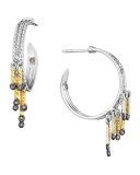 Spring Tricolor Hoop Earrings with Diamonds