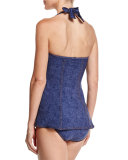 Denim Swimdress with Underwire, Blue