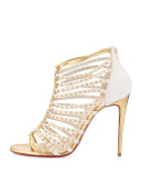 Millaclou Studded-Cage Red Sole Sandal, Edelweiss/Gold