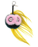 Beak Mohawk Fur Monster Charm for Handbag, Pink/Blue/Yellow