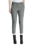 Glen Plaid Cigarette Cuffed Pants, Black