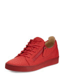 Men's Croc-Embossed Leather Low-Top Sneaker