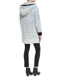 Adele Hooded Ribbed Sweater Coat, Ivory