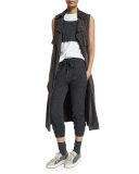 Drawstring-Waist Cashmere Spa Jogger Pants, Charcoal