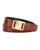 Gold Vara Reversible Buckle Belt, Brown/Black