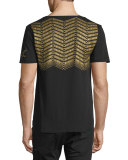 Gold Glitter Applique Short-Sleeve T-Shirt, Black