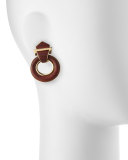 18k Gold Bloodwood Buckle Earrings