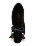 Lois Horsehair Tassel Moccasin, Black 