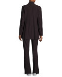 Stretch-Crepe Stand-Collar Long Jacket
