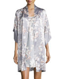 Azalea Floral-Print Chemise, Gray