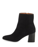 Jodi Suede Block-Heel Bootie, Black