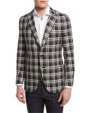 Domenico Plaid Two-Button Sport Coat, Black/White