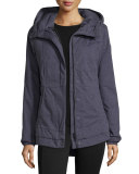Scarlett Hooded Melange Jersey Down Jacket, Charcoal