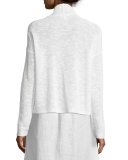 Linen-Blend Ribbed Cropped Cardigan, White