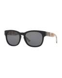 Monochromatic Polarized Square Sunglasses, Black