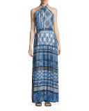 Halter Scarf-Print Maxi Dress 
