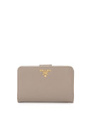 Saffiano Bi-Fold Tab Wallet, Gray (Argillo)