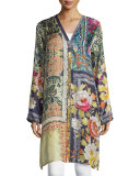 Shiro Printed Button-Front Silk Tunic, Multi, Plus Size