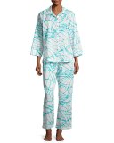 Abstract Butterfly Pajama Set, White