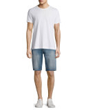 Cutoff-Hem Denim Shorts, Blue