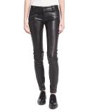 EM1801 Mid-Rise Leather Skinny W/ Zip Detail