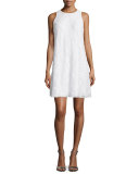 Sleeveless Beaded Lace Swing Dress, Ivory